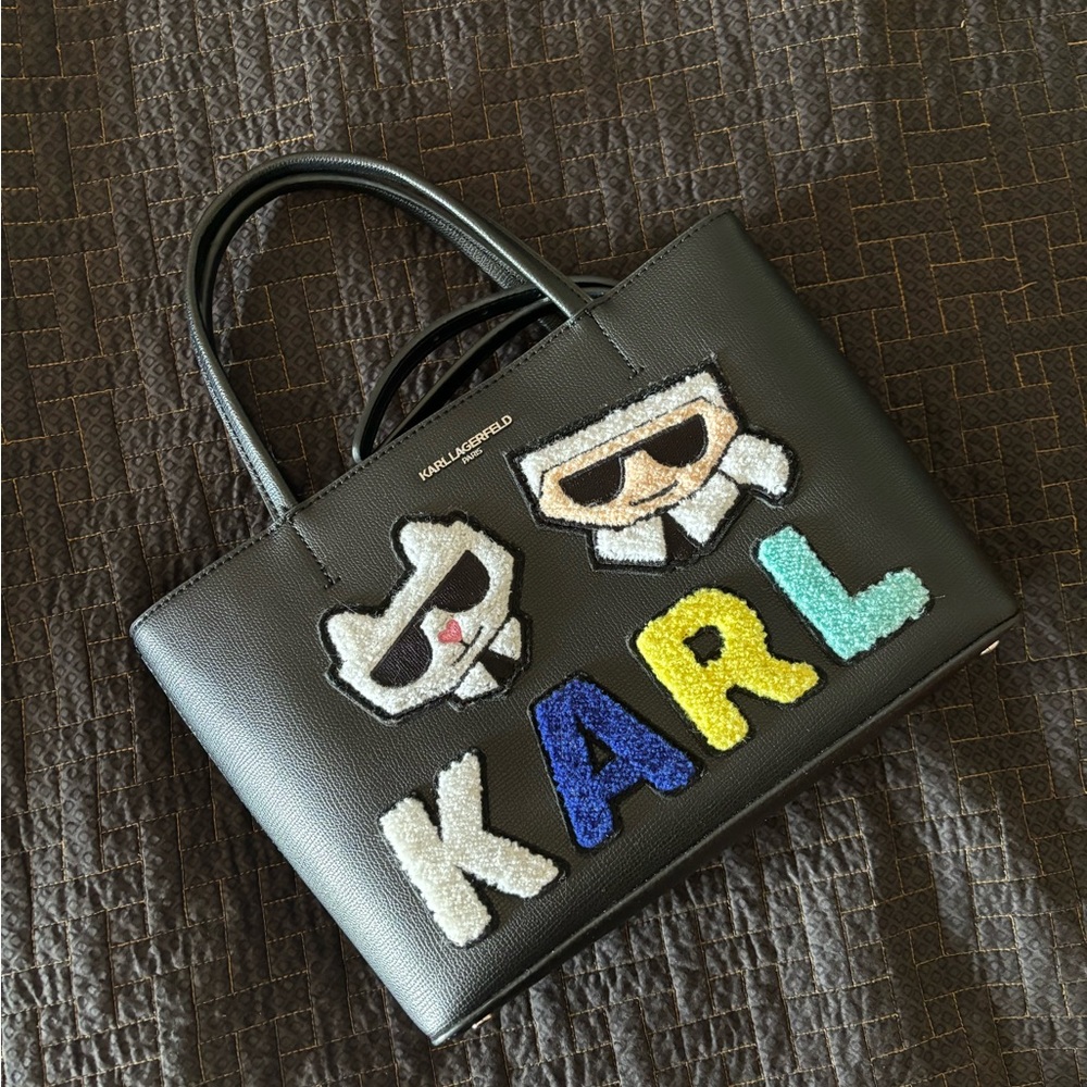 Karl Lagerfeld Paris Maybelle Satchel Women's Handbag Purse Black